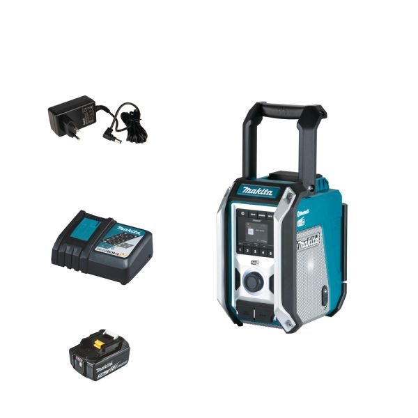 Makita DMR115 1 x 5.0 Ah + Schnellladegerät - Akku Baustellenradio 12 V - 18 V DAB+ Bluetooth