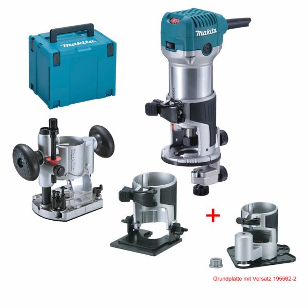 Makita RT0700CX2J + Grundplatte mit Versatz 195562-2 - + Trimmer | Tooltown Werkzeuge | Ihr online