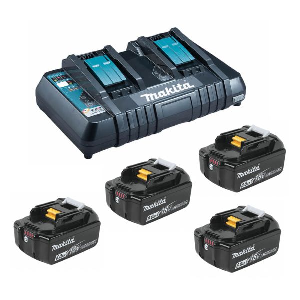 Makita Power-Source Kit 18V 6,0 Ah 199485-6 ( 4 x 6,0 Ah BL1860B + Doppellader DC18RD )