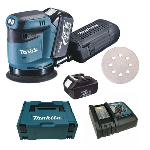 Makita DBO180RFJ 2 x 3,0 Ah - Akku Exzenterschleifer 18 V