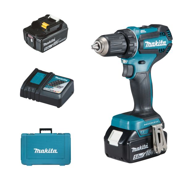 Makita DDF485RTE 2 x 5,0Ah + Schnellladegerät im !! Koffer !! - Akku Bohrschrauber 18 V