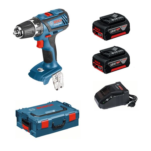 Bosch GSR 18-2-LI Plus 2 x 5,0 Ah + AL1820 in L-BOXX - Akkuschrauber 18 V