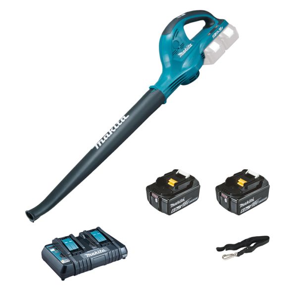 Makita DUB361PG2 2 x 6,0 Ah + Doppel-Schnellladegerät - Akku Gebläse 2 x 18 V