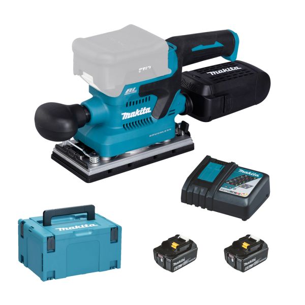 Makita DBO380RGJ 2 x 6,0 Ah - Akku Schwingschleifer 18 V