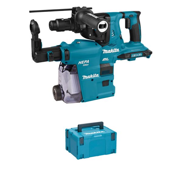 Makita DHR281ZWJ inkl. Absaugung DX09 - Akku Kombihammer 2 x 18 V mit Wechselfutter