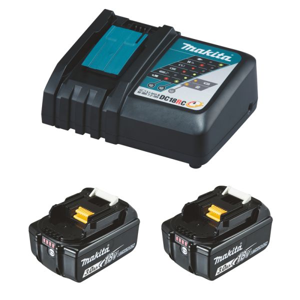 Makita Power-Source Kit 18 V 3,0 Ah 2 x BL1830B + DC18RC Schnellladegerät