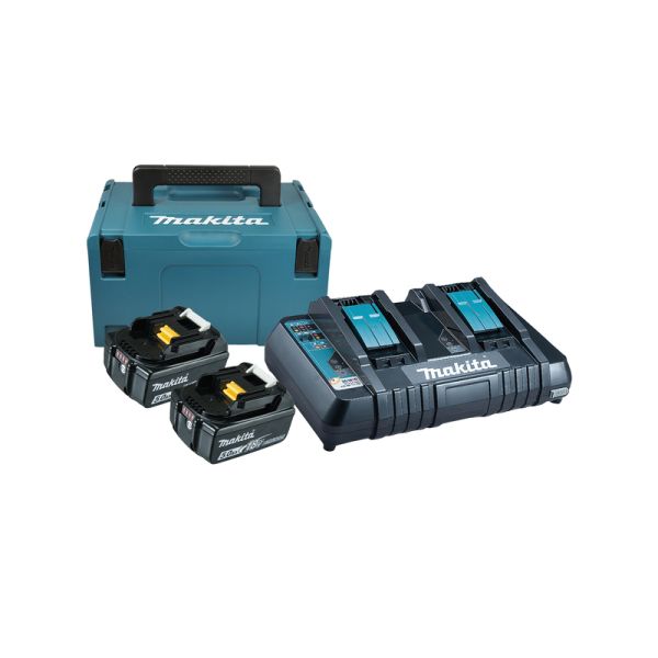 Makita Power-Source Kit 18V 5,0 Ah 197629-2 ( 2 x 5,0 Ah + Doppellader DC18RD + Makpac )