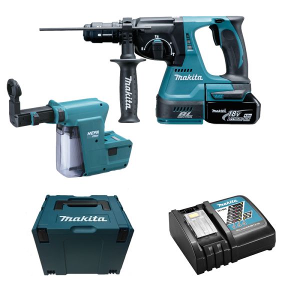 Makita DHR243RM1JV 1 x 4.0 Ah mit Absaugung - Akku Kombihammer 18 V