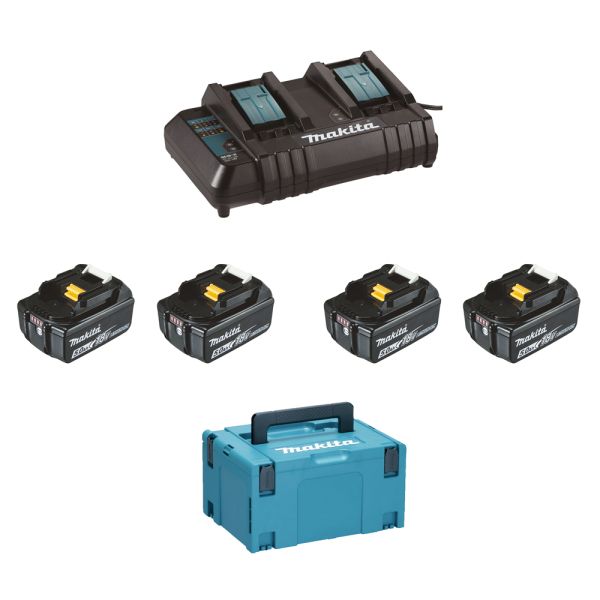 Makita Power-Source Kit SH450J 4 x 5,0 Ah ( BL1850B ) + DC18SH Doppellader im Makpac