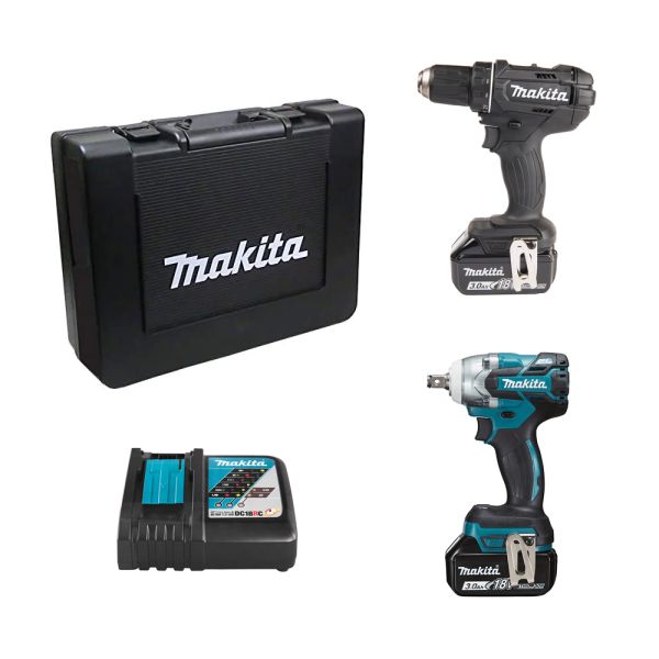 Makita Set DDF482RFEB + DTW285 - Akku Bohrschrauber + Schlagschrauber 18 V