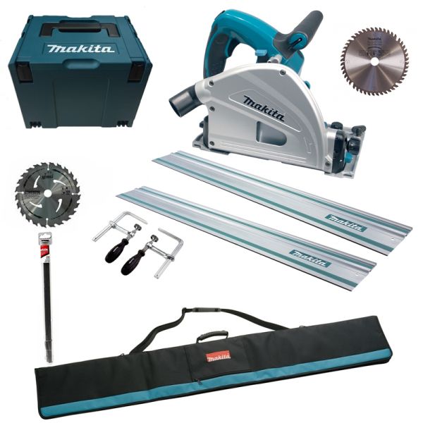 Makita SP6000J2 2 x HM Sägeblatt / Tasche / 2 x Schiene / Verbinder / Zwingen