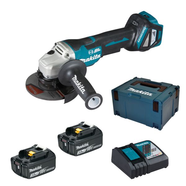 Makita DGA517RFJ 2 x 3,0Ah im Makpac - Akku Winkelschleifer 18 V 125 mm