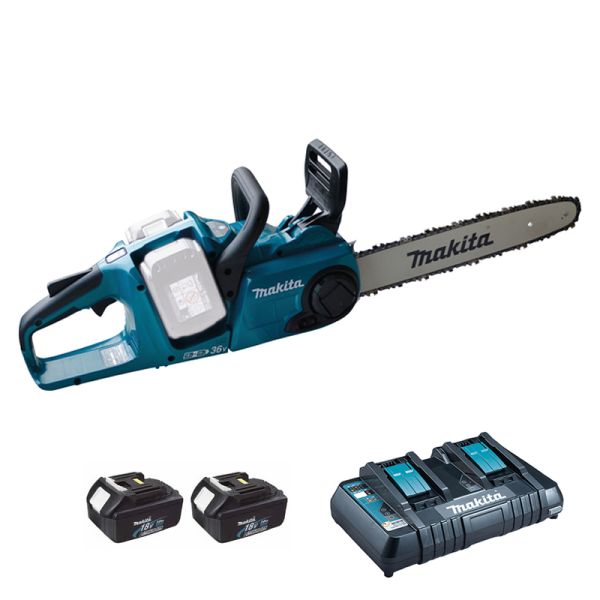 Makita DUC353PF2 2 x 3,0 Ah + Doppel-Schnellladegerät DC18RD - Akku Kettensäge 2 x 18V 35 cm