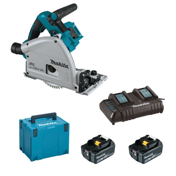 Makita DSP600CT2J 2 x 5,0 Ah + DC18SH - Akku Tauchsäge 2 x 18 V