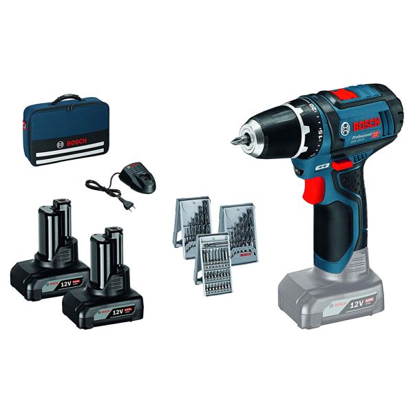 Bosch GSR 12V-15 2 x 4,0 Ah + 39 tlg. Zubehör im Softbag - Akku Bohrschrauber