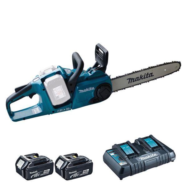 Makita DUC353PM2 2 x 4,0 Ah + Doppel-Schnellladegerät DC18RD - Akku Kettensäge 2 x 18V 35 cm