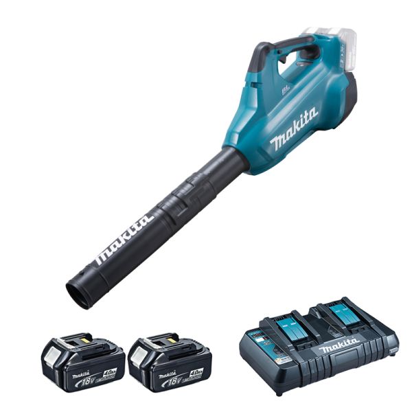 Makita DUB362PM2 2 x 4,0 Ah + Doppel-Schnellladegerät DC18RD - Akku Gebläse 2 x 18 V