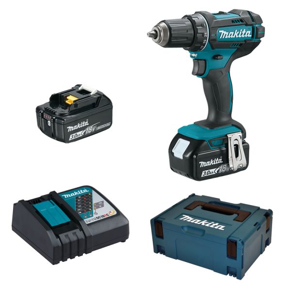 Makita DDF482RFJ 2 x 3,0Ah + Schnellladegerät - Akku Bohrschrauber 18 V