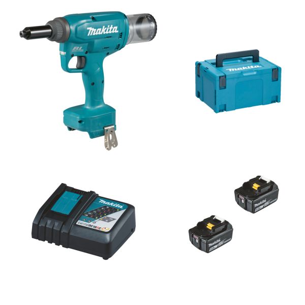 Makita DRV250RTJ 2 x 5,0 Ah + Ladergerät - Akku Blindnietsetzgerät 18V