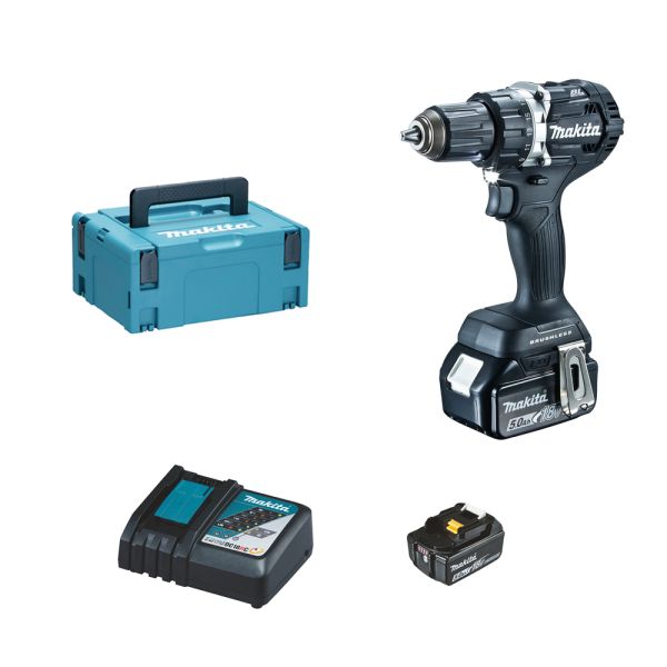 Makita DDF484RTJB black 2 x 5,0Ah + Schnellladegerät - Akku Bohrschrauber 18 V