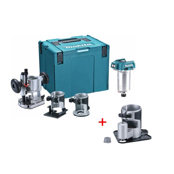 Makita DRT50ZJX3 inkl. Grundplatte mit Versatz - Akku Multifunktionsfräse 18 V