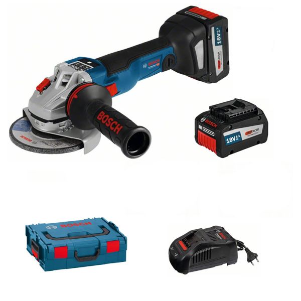 Bosch GWS 18V-125 SC 2 x 6,3 Ah + L-Boxx - Akku Winkelschleifer 18 V