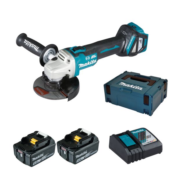 Makita DGA513RTJ 2 x 5,0 Ah - Akku Winkelschleifer 18 V 125 mm