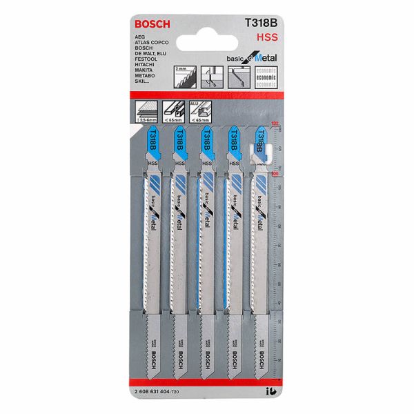 BOSCH Stichsägeblätter Metall 5 x T318B HSS