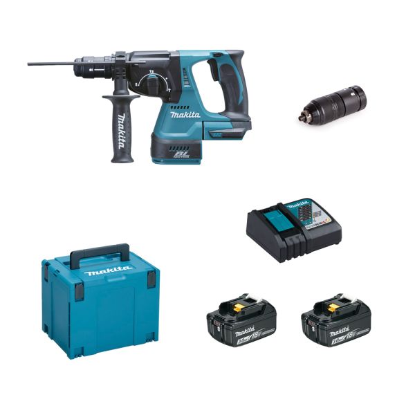 Makita DHR243RFJ 2 x 3.0 Ah im Makpac inkl. Doppeleinlage - Akku Kombihammer 18 V