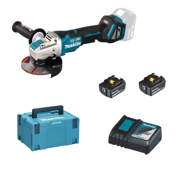 Makita DGA519RFJ 2 x 3,0 Ah - Akku Winkelschleifer 18 V 125 mm