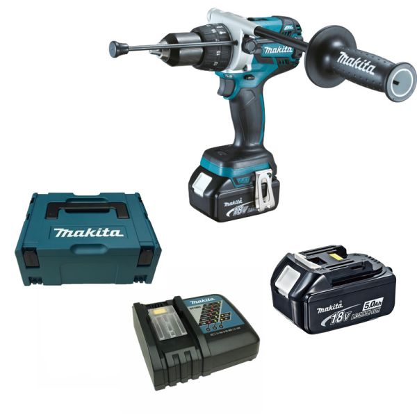 Makita DHP481RTJ 2 x 5,0 Ah - Akku-Schlagbohrschrauber 18 V