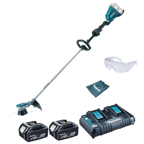 Makita DUR364LZ 2 x 4,0Ah + Doppel-Schnellladegerät DC18RD - Akku Rasentrimmer 2 x 18V