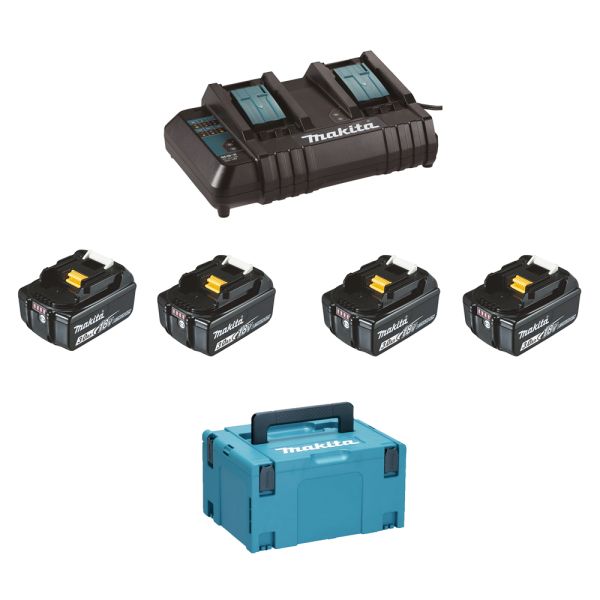 Makita Power-Source Kit SH430J 4 x 3,0 Ah ( BL1830B ) + DC18SH Doppellader im Makpac