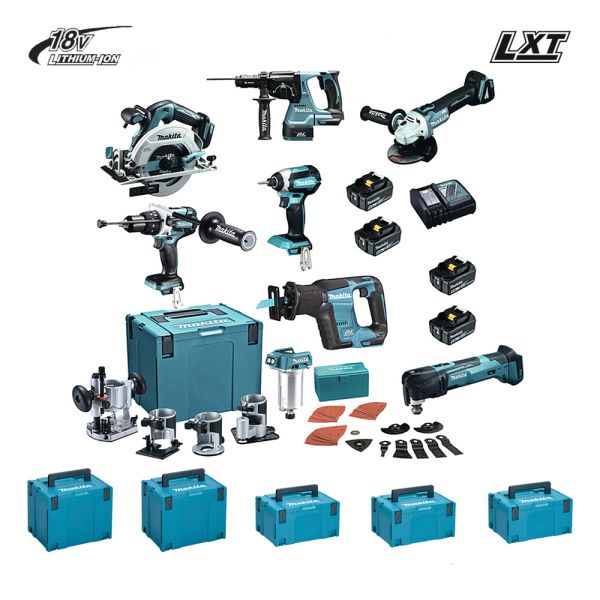 Makita Kit 8022 18V ( DGA506 DHR243 DHS680 DHP486 DTD153 DJR188 DTM51 DRT50 )