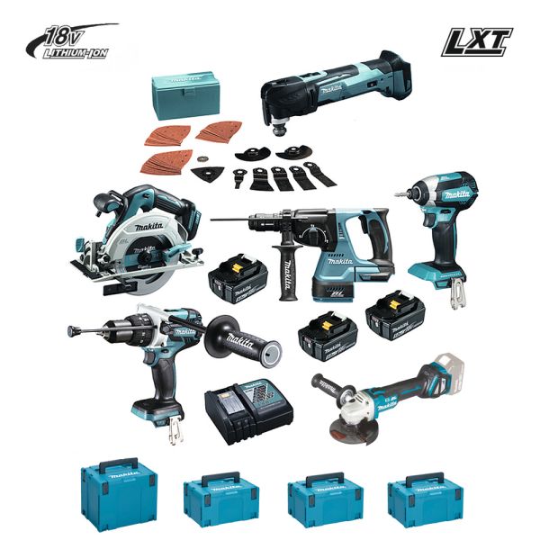 Makita Kit 6085 18V ( DGA513 DHR243 DHS680 DHP481 DTD153 DTM51 )