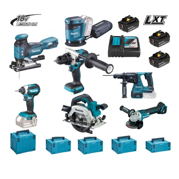 Makita Kit VI 18V ( DGA506 DHR243 DHS680 DHP486 DTD153 DJV181 DBO180 )