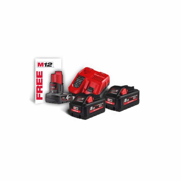 Milwaukee M18 HNRG-802 - Akku Set 18V/12 V 2 x 8,0/1 x 4,0 Ah High Output™