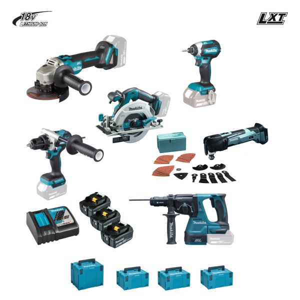 Makita Kit 6128 18V ( DGA506 DHR243 DHS680 DHP486 DTD153 DTM51 )