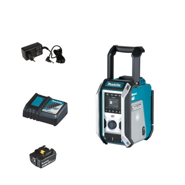 Makita DMR115 1 x 4.0 Ah + Schnellladegerät - Akku Baustellenradio 12 V - 18 V DAB+ Bluetooth