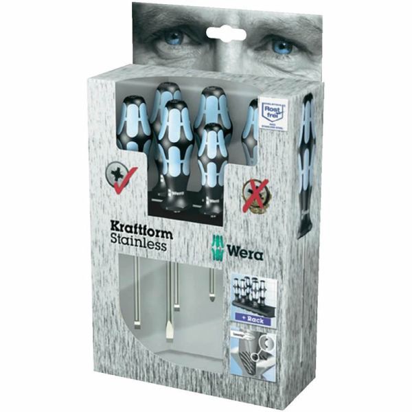 Wera Schraubendrehersatz, Edelstahl + Rack 3334/6