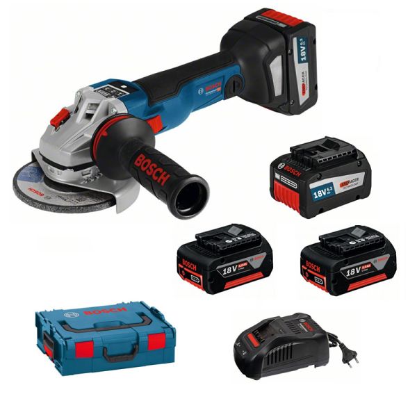 Bosch GWS 18V-125 SC 2 x 6,3 Ah 2 x 5,0 Ah + L-Boxx - Akku Winkelschleifer 18 V