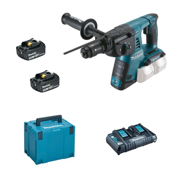 Makita DHR264PJ2J 2 x 3,0 Ah + Doppellader - Akku Bohrhammer 2 x 18 V