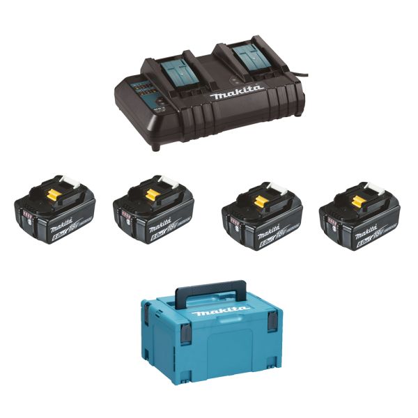 Makita Power-Source Kit SH460J 4 x 6,0 Ah ( BL1860B ) + DC18SH Doppellader im Makpac