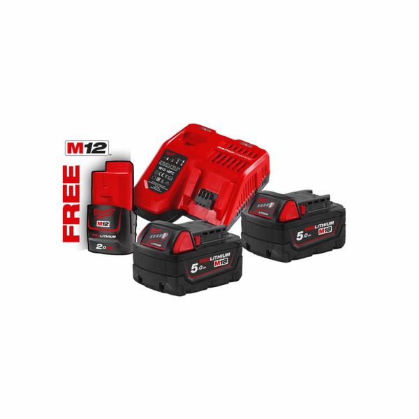 Milwaukee M18 NRG-502 - Akku Set 18 V / 12 V 5,0 / 2,0 Ah + Ladegerät