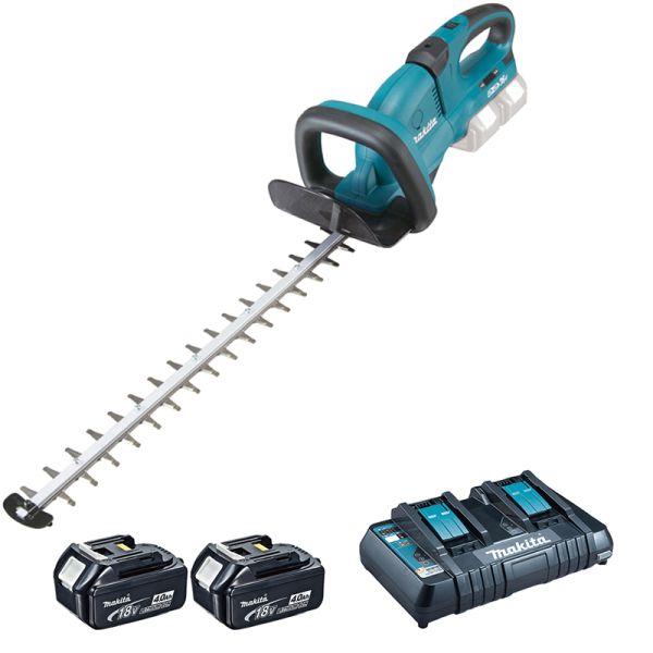 Makita DUH651PM2 2 x 4,0 Ah + Doppel-Schnellladegerät DC18RD - Akku Heckenschere 2 x 18 V