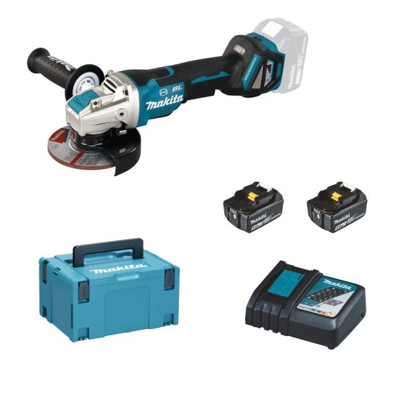 Makita DGA519RTJ 2 x 5,0 Ah - Akku Winkelschleifer 18 V 125 mm