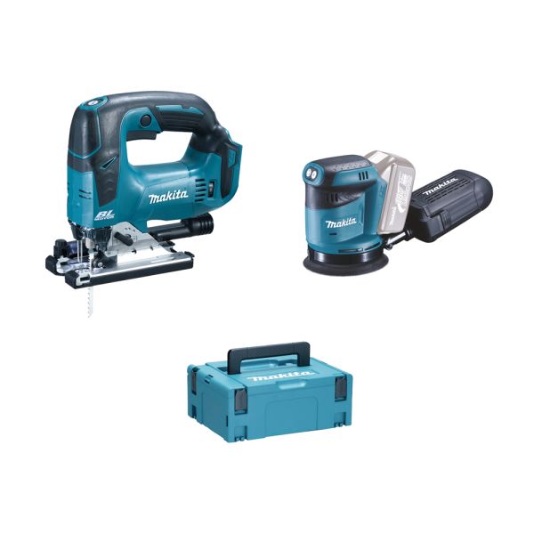 Makita DJV182ZJ + DBO180Z im Makpac - Akku Stichsäge + Exzenterschleifer 18 V