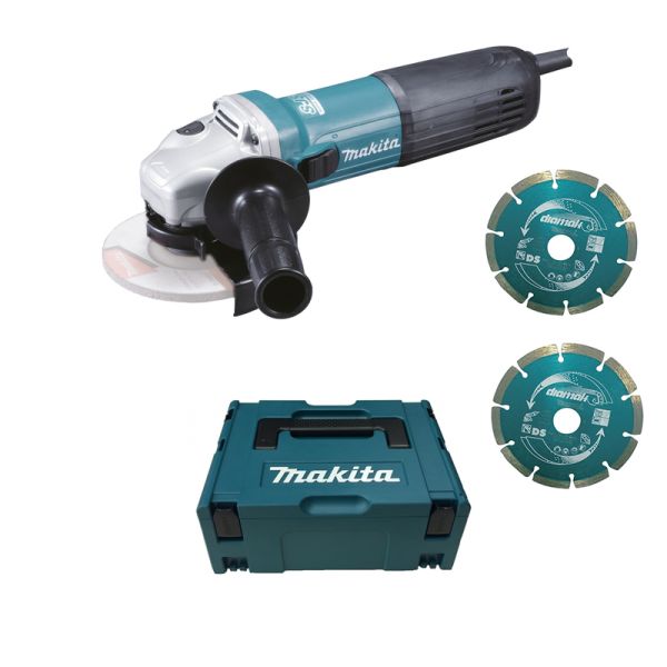 Makita GA5040RKDJ im Makpac inkl. 2 x Diamantscheibe - Winkelschleifer 1100 W