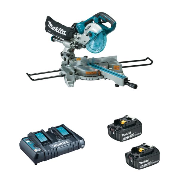 Makita DLS714NPF2 2 x 3,0 Ah + Doppel-Schnellladegerät - Akku Kapp- und Gehrungssäge 2 x 18 V