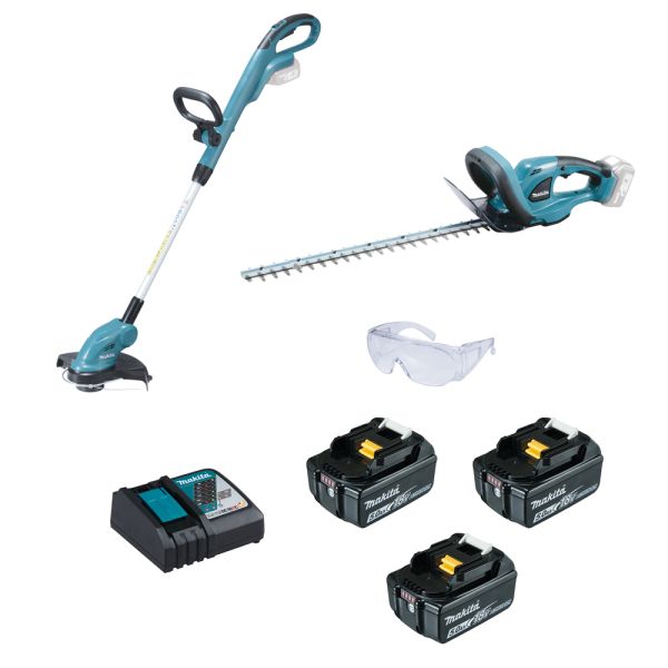 Makita Garten Set DUR181 + DUH523 3 x 5,0 Ah + Ladegerät - Akku Rasentrimmer Heckenschere